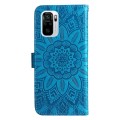 For Xiaomi Redmi Note 10 4G / Note 10S 4G  Embossed Sunflower Leather Phone Case(Blue)