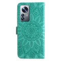 For Xiaomi 12 Pro Embossed Sunflower Leather Phone Case(Green)