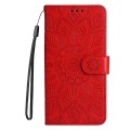 For OPPO A74 5G / A54 5G Embossed Sunflower Leather Phone Case(Red)