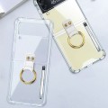 For Samsung Galaxy Z Flip4 GKK Airbag Protective Phone Case with Ring & Pen(Transparent)