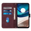 For Motorola Moto G42 Crossbody 3D Embossed Flip Leather Phone Case(Wine Red)