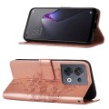 For OPPO Reno8 Embossed Butterfly Flip Leather Phone Case(Rose Gold)