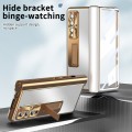 For Samsung Galaxy Z Fold4 Aluminum Alloy Double Hinge Shockproof Phone Protective Case(Silver Gold)