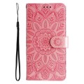 For Infinix Smart 6 Embossed Sunflower Leather Phone Case(Pink)
