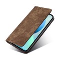 For Huawei P50 RFID Anti-theft Brush Magnetic Leather Phone Case(Brown)
