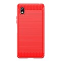 For Sony Xperia Ace III Brushed Texture Carbon Fiber TPU Phone Case(Red)