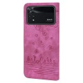 For Xiaomi Poco M4 Pro 4G Global Cartoon Sakura Cat Embossed Leather Phone Case(Rose Red)