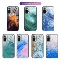 For Xiaomi Redmi Note 10 Pro 4G Global Marble Pattern Glass Protective Phone Case(Green Ocean)