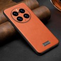 For Huawei Mate 50 Pro SULADA Shockproof TPU + Handmade Leather Protective Phone Case(Orange)