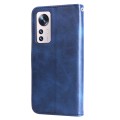 For Xiaomi 12X Fashion Calf Texture Zipper Horizontal Flip Leather Phone Case(Blue)
