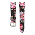 For Samsung Galaxy Watch5 Pro 45mm/5 44mm/5 40mm Genuine Leather Watch Band(Black Pink Flowers)