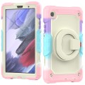 For Samsung Galaxy Tab A7 Lite Bracelet Holder Silicone + PC Tablet Case(Colorful Pink)