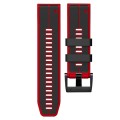 For Garmin Fenix 7X Vertical Stripes Two-color Silicone Watch Band(Black Red)