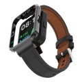 For Xiaomi Redmi Watch 2 Lite Genuine Leather Metal Case Integrated Watch Band(Black)