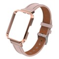 For Xiaomi Redmi Watch 2 Lite Genuine Leather Metal Case Integrated Watch Band(Light Pink)