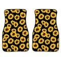 2 in 1 Universal Printing Auto Car Floor Mats Set, Style:Black-Yellow Flowers