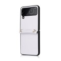 For Samsung Galaxy Z Flip4 Twill Texture Leather Phone Case with Lanyard(White)