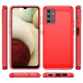 For Samsung Galaxy A13 4G Brushed Texture Carbon Fiber TPU Phone Case(Red)