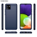 For Samsung Galaxy A03 EU Version Brushed Texture Carbon Fiber TPU Phone Case(Blue)