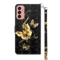 For Samsung Galaxy M13 4G / A23 / M23 5G 3D Painted Leather Phone Case(Golden Swallow Butterfly)