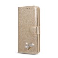 For Samsung Galaxy S10+ Glitter Powder Love Leather Phone Case(Gold)
