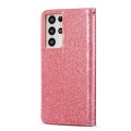 For Samsung Galaxy S21 Ultra 5G Glitter Powder Love Leather Phone Case(Rose Red)