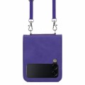 For Samsung Galaxy Z Flip3 5G Crossbody 3D Embossed Leather Phone Case(Purple)