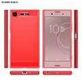 For Sony Xperia XZ1 Brushed Texture Carbon Fiber TPU Phone Case(Red)