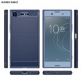 For Sony Xperia XZ1 Brushed Texture Carbon Fiber TPU Phone Case(Blue)