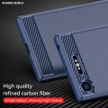 For Sony Xperia XZ1 Brushed Texture Carbon Fiber TPU Phone Case(Blue)