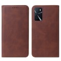 For OPPO A16 Magnetic Closure Leather Phone Case(Brown)