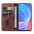For OPPO A73 5G Magnetic Closure Leather Phone Case(Brown)