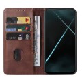 For OPPO K7x Magnetic Closure Leather Phone Case(Brown)