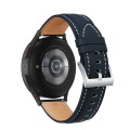 For Samsung Galaxy Watch5 40mm / 44mm Stitching Genuine Leather Watch Band(Blue+Silver)