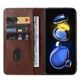 For Xiaomi Redmi Note 11T Pro+ Magnetic Closure Leather Phone Case(Brown)