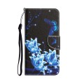 For Samsung Galaxy A13 5G Colored Drawing Leather Phone Case(Blue Butterfly)
