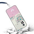 For Xiaomi Poco X4 Pro 5G Bronzing Butterfly Flower TPU Phone Case with Lanyard(Peacock Flower)