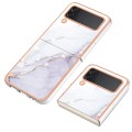 For Samsung Galaxy Z Flip4 Electroplating Marble Pattern IMD TPU Phone Case(White 006)