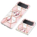 For Samsung Galaxy Z Flip4 Electroplating Marble Flower Pattern TPU Phone Case(Pink Flower)