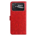 For Xiaomi Poco C40 Embossed Sunflower Leather Phone Case(Red)