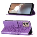 For Motorola Moto G32 Embossed Butterfly Flip Leather Phone Case(Purple)