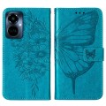 For Tecno Camon 19 Pro 5G Embossed Butterfly Flip Leather Phone Case(Blue)