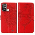 For ZTE Blade A52 Embossed Butterfly Flip Leather Phone Case(Red)