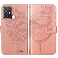 For ZTE Blade A52 Embossed Butterfly Flip Leather Phone Case(Rose Gold)