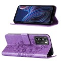 For ZTE Blade A72 5G Embossed Butterfly Flip Leather Phone Case(Purple)