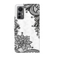 For Xiaomi 12 Lite 4G/5G 3D Painting Pattern TPU + PU Leather Phone Case(Diagonal Black Flower)