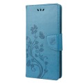 For Motorola Moto G42 Butterfly Flower Pattern Flip Leather Phone Case(Blue)