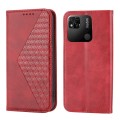 For Xiaomi Redmi 10A Cubic Grid Calf Texture Magnetic Closure Leather Phone Case(Red)