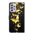 For Samsung Galaxy A04S / A13 / A13 5G 3D Painting Pattern TPU + PU Phone Case(Gold Butterfly)