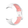 For Google Pixel Watch Two-Color Silicone Watch Band Women(White Pink)